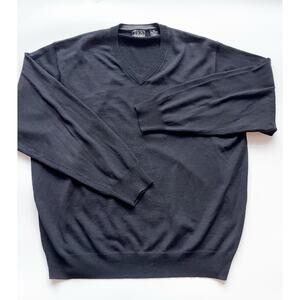 Jos. A. Bank Black Merino Wool Lightweight V-Neck Sweater Men's Size XL